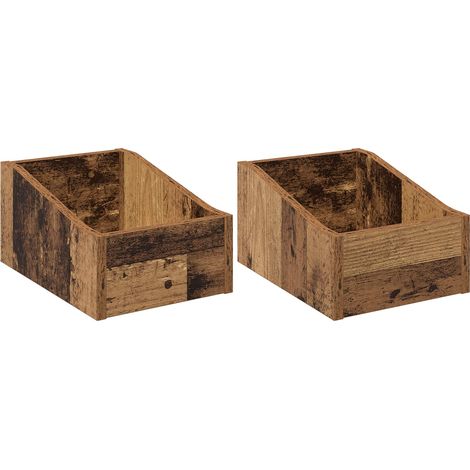 Boîte à disques LP 2 pc Bois ancien 23 x 33 x 16 cm vidaXL