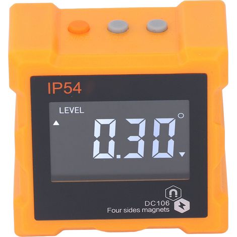 Inclinomètre IP54, écran LCD numérique 4x90°, 4 côtés, aimant puissant, 360°, batterie 1300 mAh, orange (1/5)