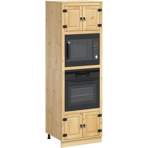 Armoire en Bois Massif de Pin, 66x58x207 cm, Design Style Ski Couleur Miel, Placard de Rangement Robuste pour Chambre (1/5)