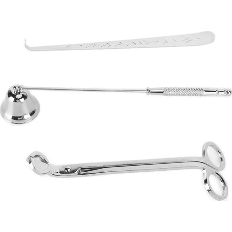Ensemble de 3 Accessoires pour Bougies : Coupe-Mèche, Éteignoir et Plongeur en Argent - Idée Cadeau (1/5)