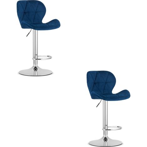 Taburete WEST - terciopelo azul marino / base cromada x 2 (1/5)