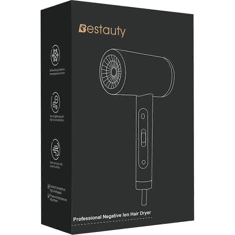Leistungsstarker Haartrockner mit blauer Negativ-Ionen-Technologie, Heiß- und Kaltluftfunktion, inklusive Düse und Trockenhaube – ideal für Hotelfriseursalons.