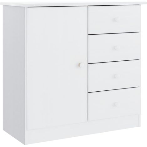 Maison La Vie - Buffet Salon Moderne - Meuble de rangement - ALTA blanc 77x35x73 cm bois massif de pin bu1837