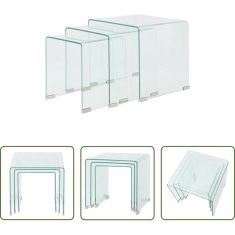 Tables de salon - Ensemble de tables gigognes 3 Pièces Verre trempé Transparent (1/5)