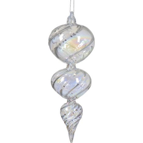 Pendente allungato in vetro iridescente per albero di Natale, decorazione da 20 cm (1/3)
