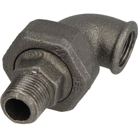 Raccord coudé 90° fonte malléable noir 1 1/4'' FF/FM étanchement conique