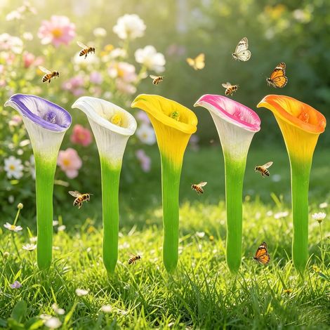 5er-Set Bienen- und Insektenfutterstellen – Blumendesign – Tränken für Bienen, Schmetterlinge und andere Bestäuber – Dekoration für Garten, Terrasse und Balkon (1/5)