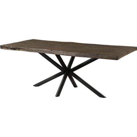 Tavolo da pranzo in legno di mango 180x90x76 laccato grigio / gambe incrociate antracite matt FREEFORM 5