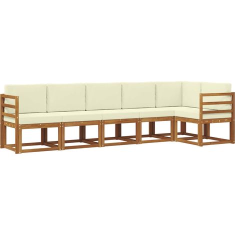 Outdoor Sofa Set with Cushion 6 pcs Natural and Cream vidaXL