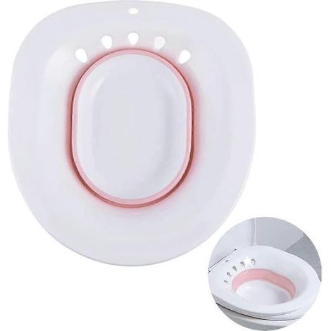 Bain de siège portable pour toilettes standard, bidet portable à poser au-dessus des toilettes, pour l'hygiène personnelle, idéal pour les voyages (rose) (1/5)