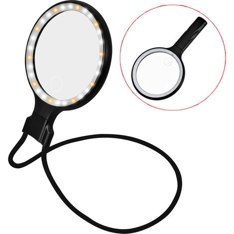 Loupe de Lecture à Main Libre 10X avec lumière, loupe Ajustable pour la Lecture et Le Travail de près, col de Cygne Flexible, loupe HD pour Les Livres, la Couture (3 Modes d'éclairage)