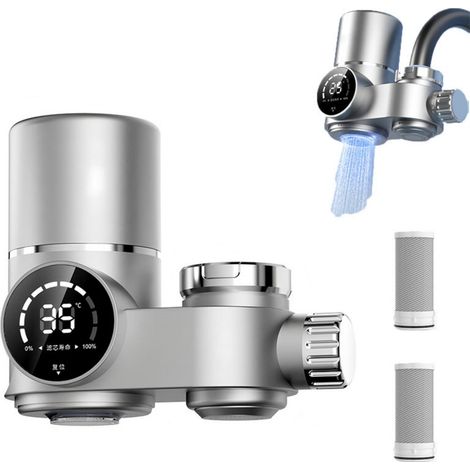 QWINERN Filtre de robinet de cuisine avec lumière bleue, purificateur d'eau intelligent, double sortie, équipé de 2 éléments filtrants (1/5)