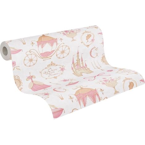 papier peint intissé à motif pour enfants en beige, crème, rosé – papier peint princesse 10,05 x 0,53 m – 771301 (1/5)