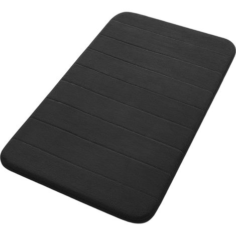 Saugfähige, rutschfeste Badematte, Schaumstoff-Badematte, waschbare Badematte – 60 x 90 cm, Schwarz (1/5)