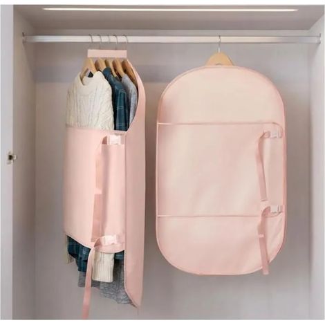 2 Pièces Organisateur de Dressing en Satin Lavable à L'eau, Rose Rangement Suspendue, Gain de Place ,2 Pièces, Rose (1/5)