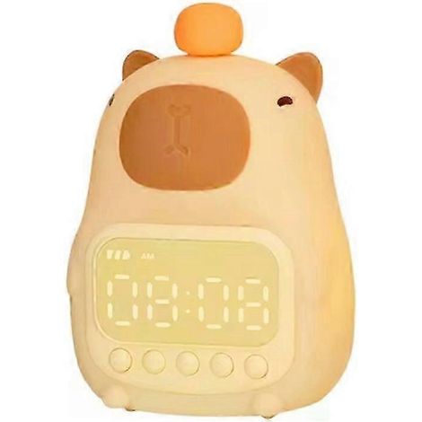 Lampe de chevet réveil en forme de capybara mignon, avec luminosité réglable, idéale pour les chambres d'enfants. (1/5)
