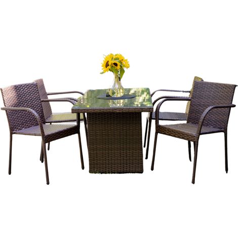 Set di 4 sedie e tavolo da giardino rettangolare Rio brown
