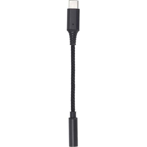 Câble USB-C vers prise casque femelle 3,5 mm, adaptateur casque USB-C, câble audio auxiliaire en nylon tressé noir (1/5)