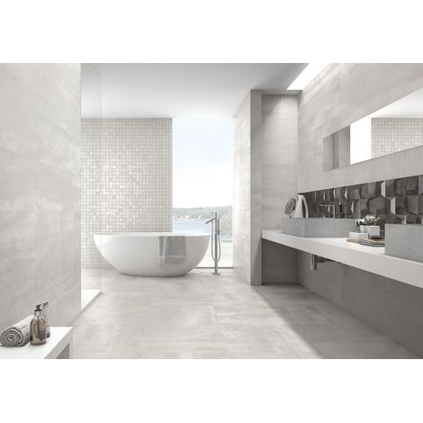 Aelle - Carrelage sol / mur effet métal blanc 45x90 cm IONIC WHITE - Vendu par boîte de 1.22 m² (1/3)
