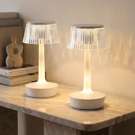 LED Tischlampe Touchdimmer Wohnzimmerlampe Tischleuchte Nachttischlampe, Kristalleffekt, warmweiß-kaltweiß, H 23 cm, 2er Set (1/5)