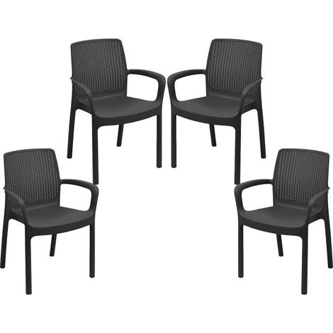 SET 4 PZ POLTRONA REGINA DA ESTERNO IN RESINA IN COLORE ANTRACITE (1/4)