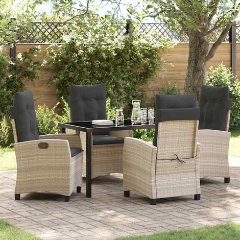 Set da Pranzo per Giardino 5 pcs Grigio chiaro polyrattan vidaXL (1/5)