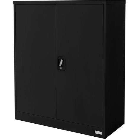 ML-Design Archivador de Oficina 90x40x109cm Acero Negro Armario Independiente Auxiliar Metálica con 2 Puertas y 3 Estantes Regulables en Altura Mueble para Almacenamiento Documentos (1/5)