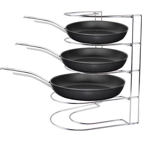 ESTANTE ORGANIZADOR PARA SARTENES Y TAPAS UTENSILIO PARA COCINA ACABADO CROMADO ORDENA TU COCINA DE MANERA SENCILLA MEDIDAS 24 X 23 X 31 CM MENAJE DE COCINA (1/4)