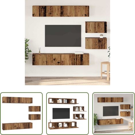 vidaXL Altholz - TV-Schrankset Wandmontiert 6 pcs Altholz Holzwerkstoff (1/5)
