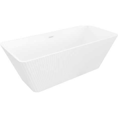 Mexen Tava freistehende gerippte Badewanne 170 x 75 cm, weiß, Überlauf weiß - 52851707500-20 (1/5)
