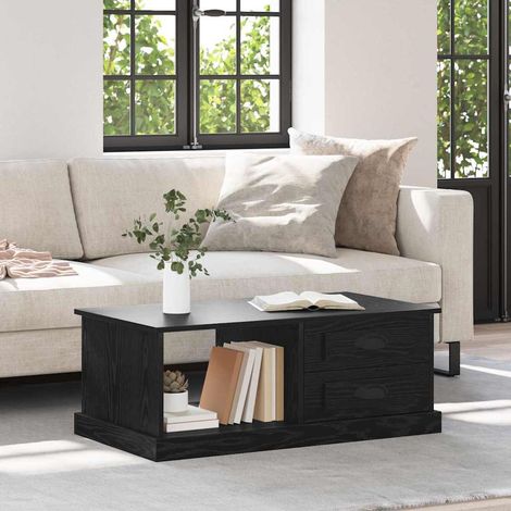 vidaXL Tavolino da salotto con cassetto Rovere Nero 90 x 50 x 35