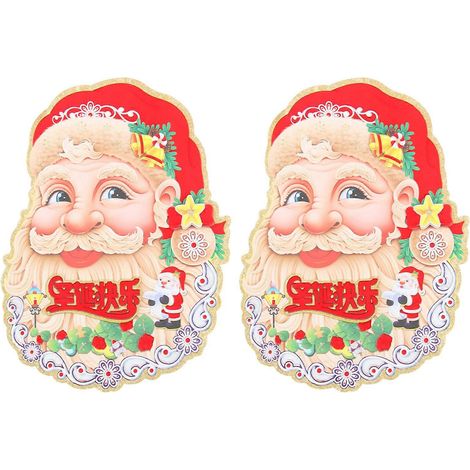 Lot de 2 autocollants Père Noël pour vitrines de Noël, décorations de fêtes et centres commerciaux-46x33cm-Colorful