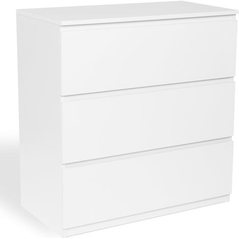 Idmarket – Commode enfant 3 tiroirs 78 cm – Largeur 40 cm – Hauteur 80 cm – Panneaux de particules blanc – Rangement optimisé