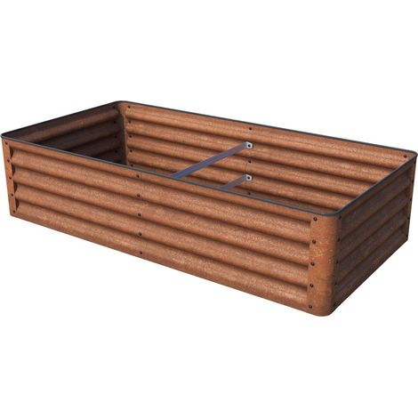 Carré potager LUCA en acier corten GFP Primeyard 150x75x35 cm - Bac de jardinage stable avec optique rouille naturelle et protection fiable des coins. Utilisable toute l'année