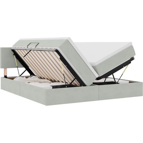 Lit coffre avec matelas, gris clair, 90 x 200 cm (1/5)