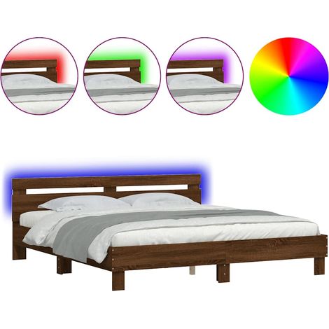 Maison Exclusive - Cadre de lit avec LED sans matelas chêne marron 160x200 cm (1/5)