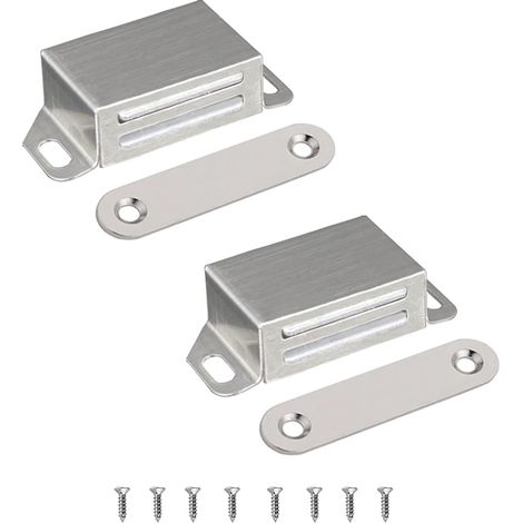 Aimants Magnétiques pour Porte d'Armoire - Fermeture en Acier Inoxydable - 10 kg - Pour Tiroirs, Balcons, Meubles (2 Pièces) (1/5)