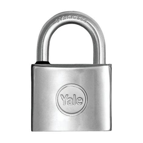 LUCCHETTO MARINO Y114 YALE - OTTONE CROMATO ARCO ACCIAO INOX CHIAVI 2 MM 40