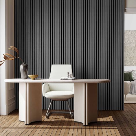 3 pezzi Pannelli decorativi fonoassorbenti L260xL30cm SP21mm in legno MDF,Colore di Rovere grigio scuro assorbimento acustico