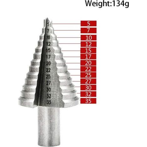Metal Foret Conique Foret étagé 5mm-35mm,Triangle Conique Titane avec Revêtement Titane,pour Visseuse Percage sur Acier, Laiton, Bois, Plastique (1/5)