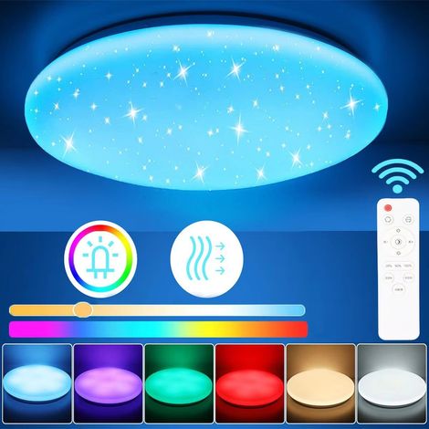 Lampe plafond LED RGB 36W – 39 cm ciel étoilé – fonction dimmable – éclairage ambiance pour salon et bar (1/5)