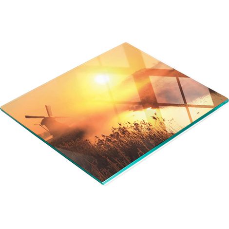 Tablero decorativo multifuncional de vidrio para cocina con forma de molino de viento solar, 60x52 cm. (1/5)