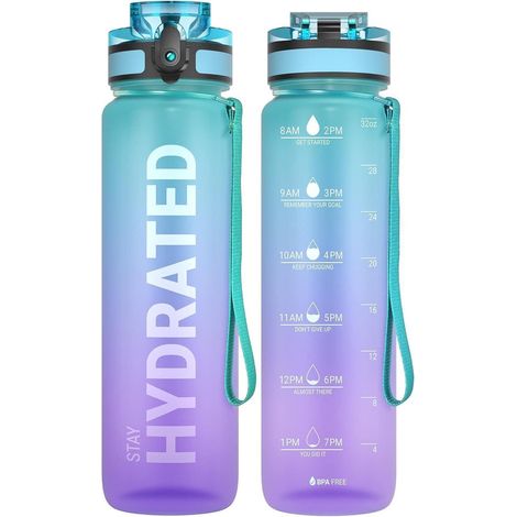 Trinkflasche mit Zeitmarkierung, BPA-frei, 1L/500ML/750ML, auslaufsicher