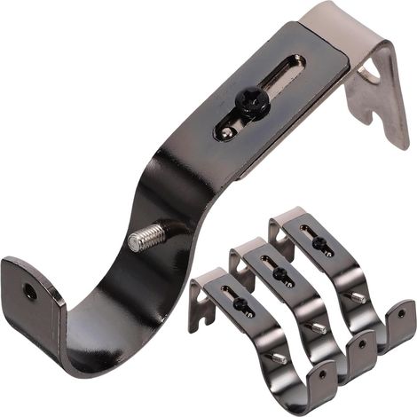 Lot de 4 Supports Muraux Réglables en Métal Noir Mat pour Tringle à Rideau Supports Robustes Extensibles pour Cantonnière Fixation Murale Stable pour Décoration Intérieure (1/5)