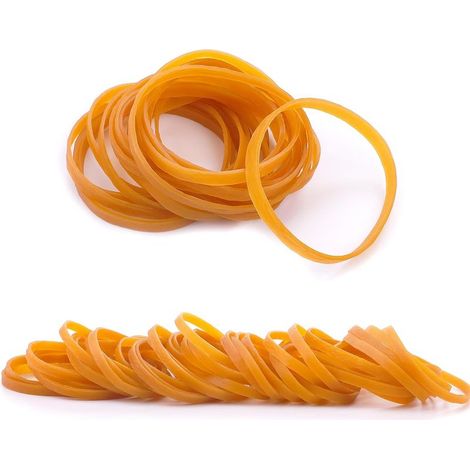 100 Stück große elastische Gummibänder 60 x 5 mm, strapazierfähige Gummibänder, groß für Büro, Zuhause, Schule (Gelb) (1/5)