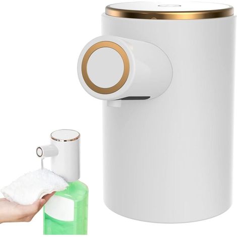 Automatischer Seifenspender mit Infrarotsensor, USB-wiederaufladbarer Flüssigseifenspender, IPX4 wasserdichter Schaumseifenspender für Bad, Küche, Hotel (weiß) (1/4)