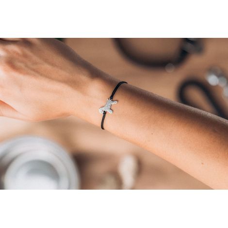 Bracelet Schnauzer argenté sur cordon (1/3)