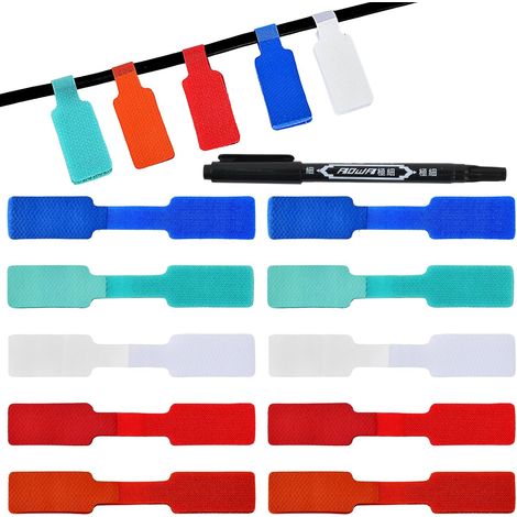 40 Pièces Etiquette Cable Livré avec un Stylo, Colorées Étiquettes Cable, Étiquettes de Câble Autocollantes en Nylon pour Câbles pour Marquer Identifier et Organiser (1/5)