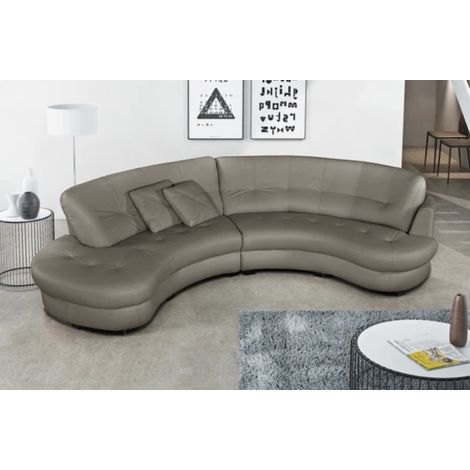 Canapé en cuir italien de luxe 5/6 places BRETINI gris foncé, côté accoudoir droit (1/5)