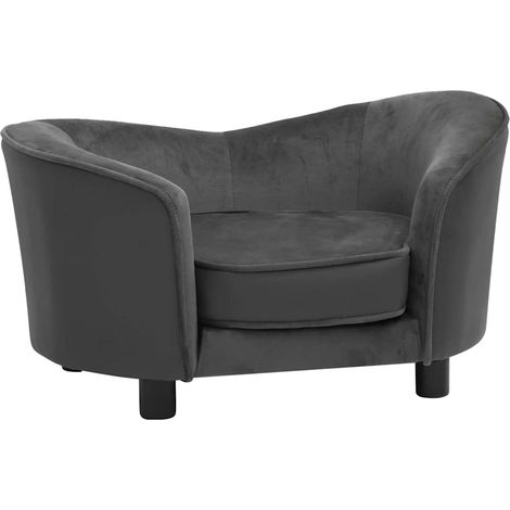 vidaXL Sofá para perros felpa y cuero sintético gris oscuro 69x49x40 cm (1/2)